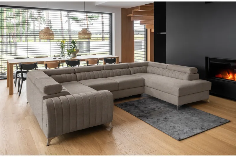 Kotori Hjørnesovesofa m. Sjeselong - Beige - Møbler - Sofaer - Sovesofaer - Hjørnesovesofa