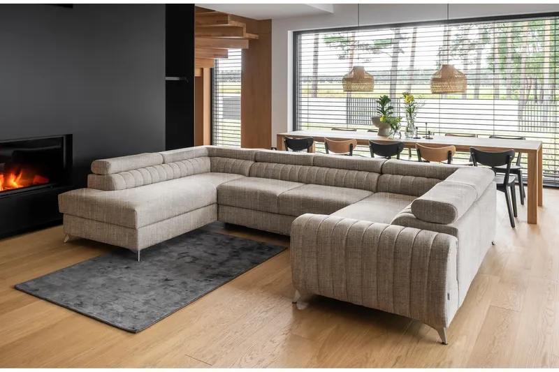 Kotori Hjørnesovesofa m. Sjeselong - Beige - Møbler - Sofaer - Sovesofaer - Hjørnesovesofa