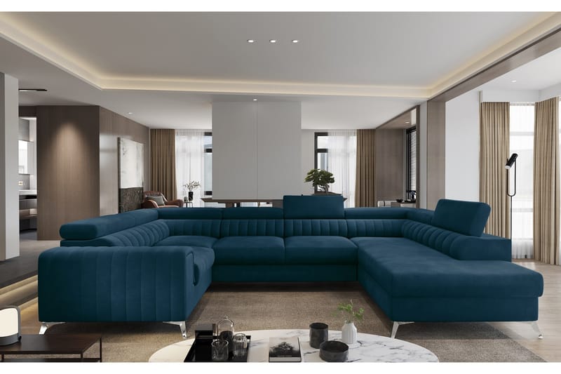 Kotori Hjørnesovesofa m. Sjeselong - Blå - Møbler - Sofaer - Sovesofaer - Hjørnesovesofa