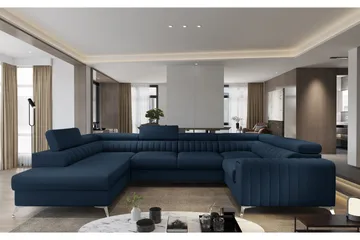 Kotori Hjørnesovesofa m. Sjeselong - Blå - Møbler - Sofaer - Sovesofaer - Hjørnesovesofa