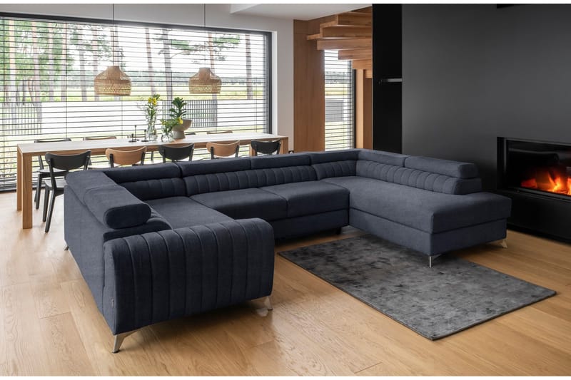 Kotori Hjørnesovesofa m. Sjeselong - Blå - Møbler - Sofaer - Sovesofaer - Hjørnesovesofa