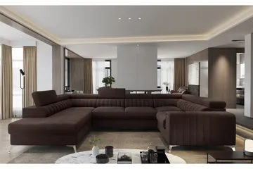 Kotori Hjørnesovesofa m. Sjeselong - Brun - Møbler - Sofaer - Sovesofaer - Hjørnesovesofa
