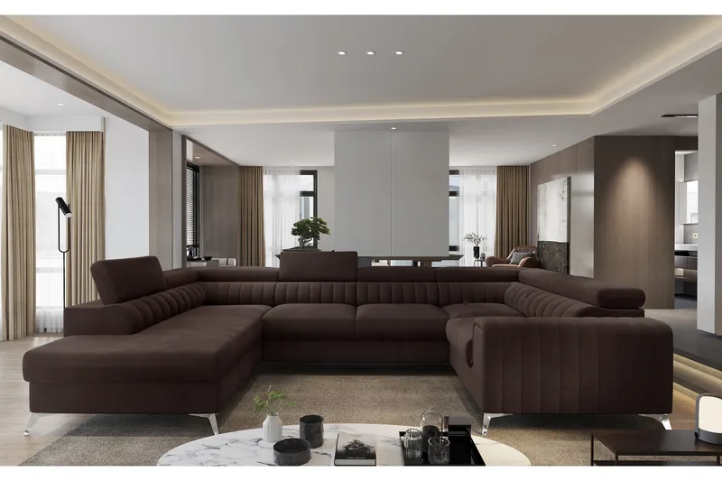 Kotori Hjørnesovesofa m. Sjeselong - Brun - Møbler - Sofaer - Sovesofaer - Hjørnesovesofa