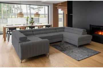 Kotori Hjørnesovesofa m. Sjeselong - Grå - Møbler - Sofaer - Sovesofaer - Hjørnesovesofa