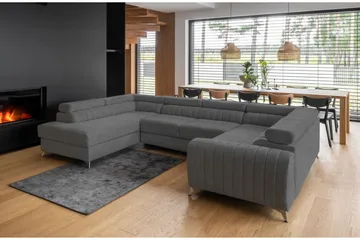 Kotori Hjørnesovesofa m. Sjeselong - Grå - Møbler - Sofaer - Sovesofaer - Hjørnesovesofa