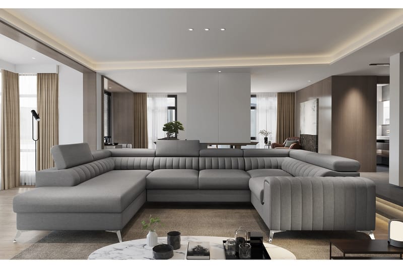 Kotori Hjørnesovesofa m. Sjeselong - Grå - Møbler - Sofaer - Sovesofaer - Hjørnesovesofa