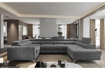 Kotori Hjørnesovesofa m. Sjeselong - Grå - Møbler - Sofaer - Sovesofaer - Hjørnesovesofa