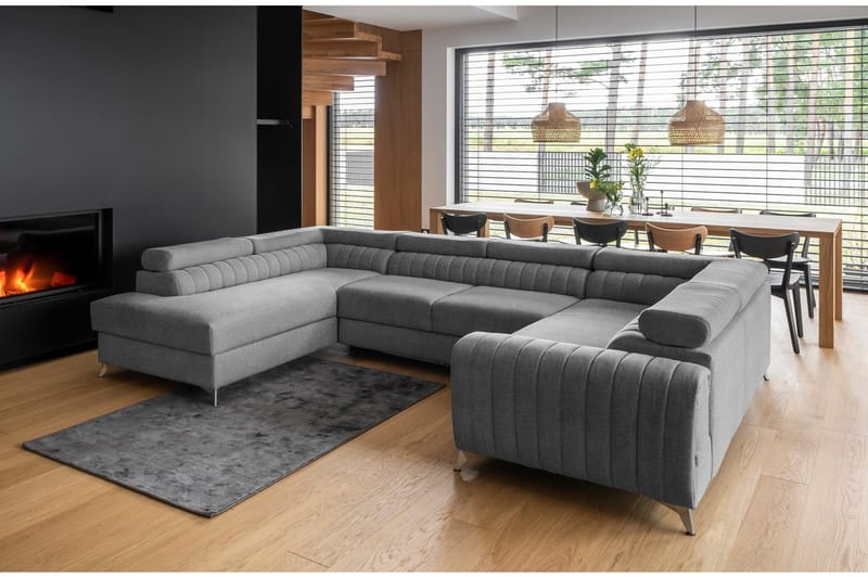 Kotori Hjørnesovesofa m. Sjeselong - Grå - Møbler - Sofaer - Sovesofaer - Hjørnesovesofa