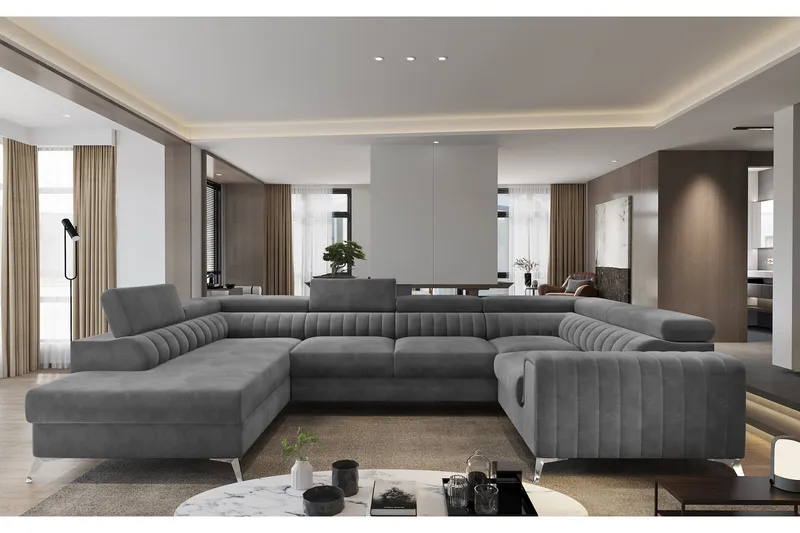 Kotori Hjørnesovesofa m. Sjeselong - Grå - Møbler - Sofaer - Sovesofaer - Hjørnesovesofa