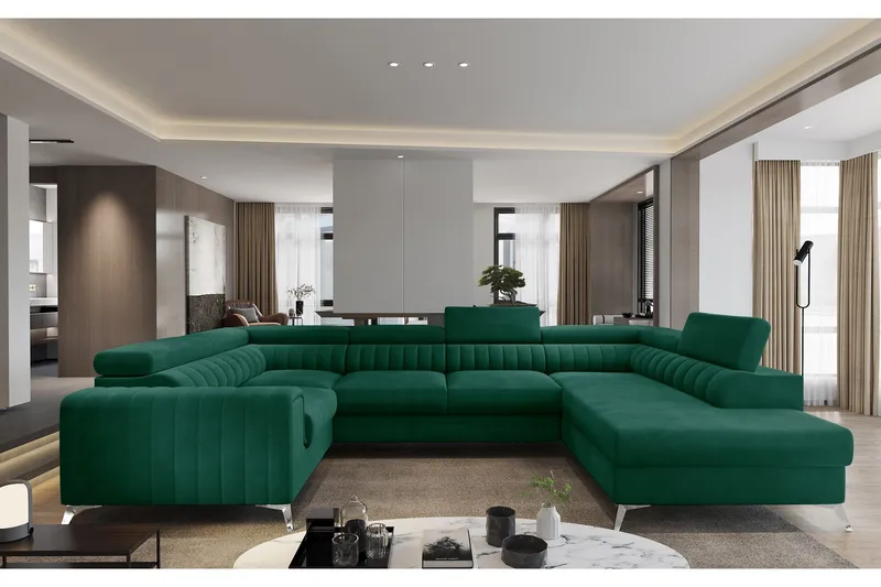 Kotori Hjørnesovesofa m. Sjeselong, Grønn