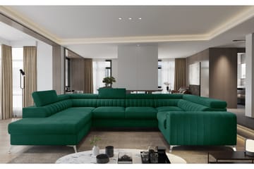 Kotori Hjørnesovesofa m. Sjeselong - Grønn - Møbler - Sofaer - Sovesofaer - Hjørnesovesofa