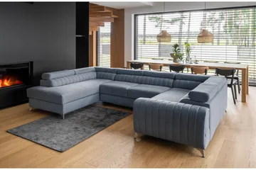 Kotori Hjørnesovesofa m. Sjeselong - Lyseblå - Møbler - Sofaer - Sovesofaer - Hjørnesovesofa