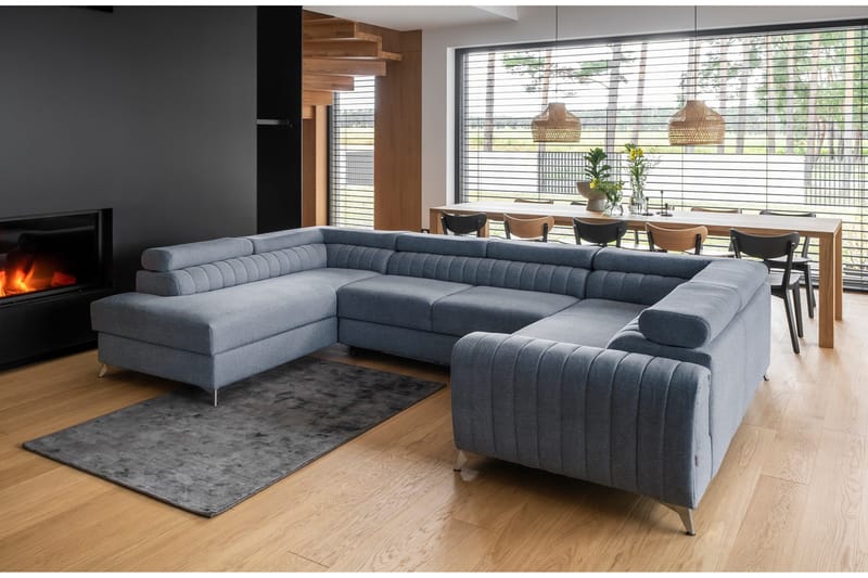 Kotori Hjørnesovesofa m. Sjeselong - Lyseblå - Møbler - Sofaer - Sovesofaer - Hjørnesovesofa