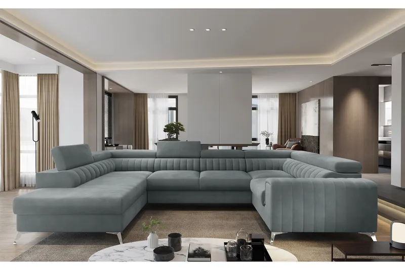 Kotori Hjørnesovesofa m. Sjeselong, Lyseblå