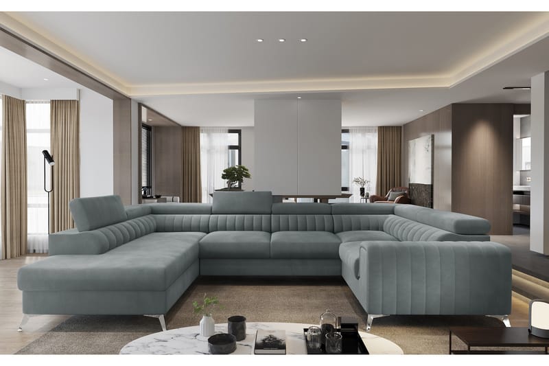 Kotori Hjørnesovesofa m. Sjeselong, Lyseblå