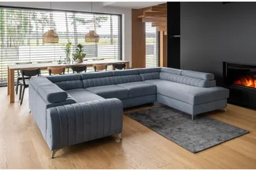 Kotori Hjørnesovesofa m. Sjeselong - Lyseblå - Møbler - Sofaer - Sovesofaer - Hjørnesovesofa
