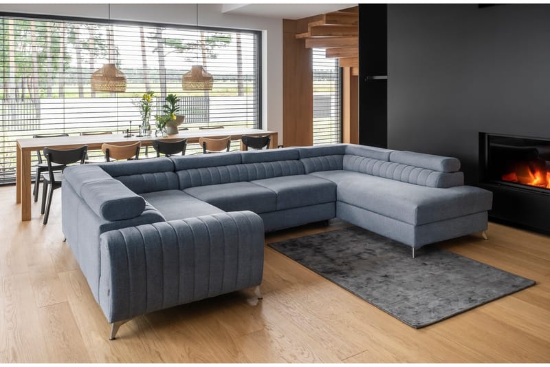 Kotori Hjørnesovesofa m. Sjeselong - Lyseblå - Møbler - Sofaer - Sovesofaer - Hjørnesovesofa