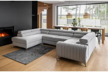 Kotori Hjørnesovesofa m. Sjeselong - Lysegrå - Møbler - Sofaer - Sovesofaer - Hjørnesovesofa