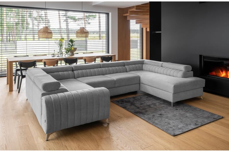 Kotori Hjørnesovesofa m. Sjeselong - Lysegrå - Møbler - Sofaer - Sovesofaer - Hjørnesovesofa