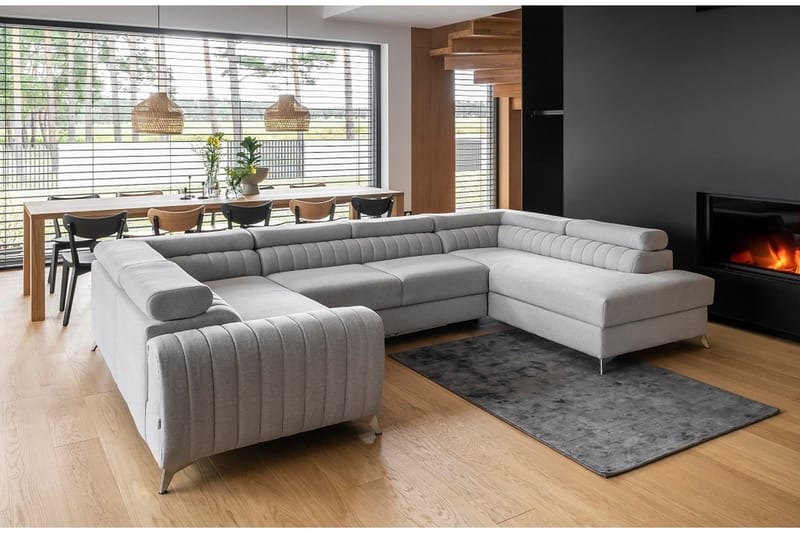 Kotori Hjørnesovesofa m. Sjeselong - Lysegrå - Møbler - Sofaer - Sovesofaer - Hjørnesovesofa