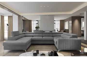 Kotori Hjørnesovesofa m. Sjeselong - Lysegrå - Møbler - Sofaer - Sovesofaer - Hjørnesovesofa
