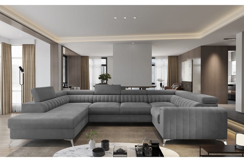 Kotori Hjørnesovesofa m. Sjeselong - Lysegrå - Møbler - Sofaer - Sovesofaer - Hjørnesovesofa