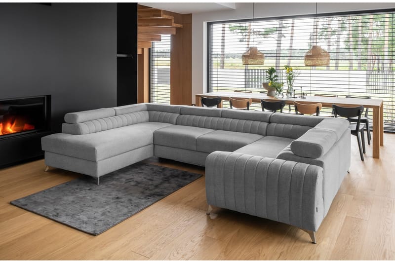 Kotori Hjørnesovesofa m. Sjeselong - Lysegrå - Møbler - Sofaer - Sovesofaer - Hjørnesovesofa