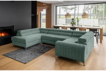 Kotori Hjørnesovesofa m. Sjeselong - Lysegrønn - Møbler - Sofaer - Sovesofaer - Hjørnesovesofa