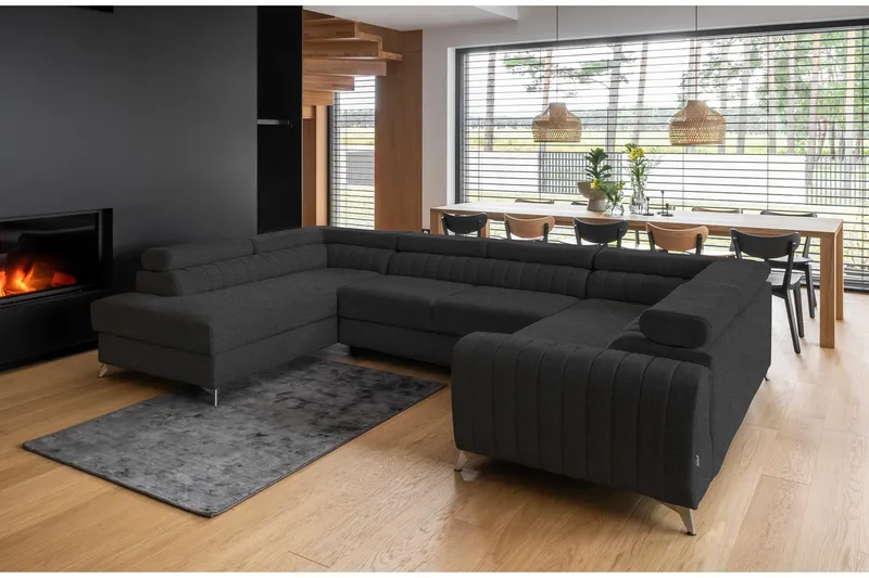 Kotori Hjørnesovesofa m. Sjeselong - Mørkegrå - Møbler - Sofaer - Sovesofaer - Hjørnesovesofa