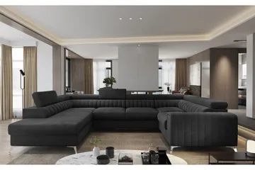 Kotori Hjørnesovesofa m. Sjeselong - Mørkegrå - Møbler - Sofaer - Sovesofaer - Hjørnesovesofa