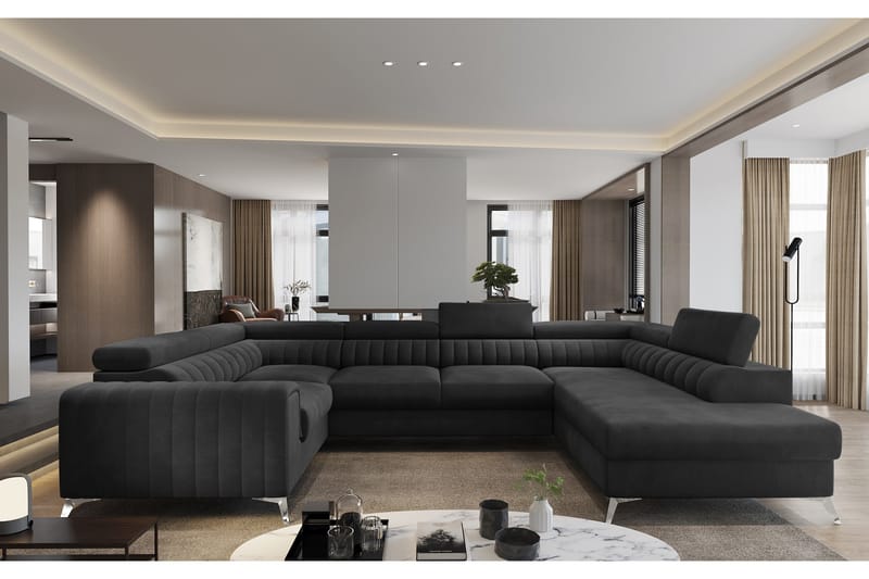 Kotori Hjørnesovesofa m. Sjeselong, Mørkegrå