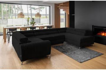 Kotori Hjørnesovesofa m. Sjeselong - Svart - Møbler - Sofaer - Sovesofaer - Hjørnesovesofa