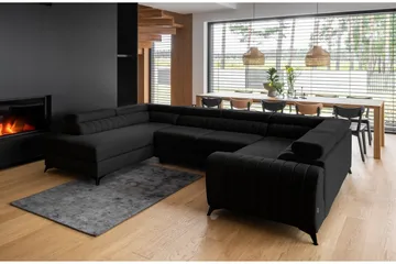 Kotori Hjørnesovesofa m. Sjeselong - Svart - Møbler - Sofaer - Sovesofaer - Hjørnesovesofa