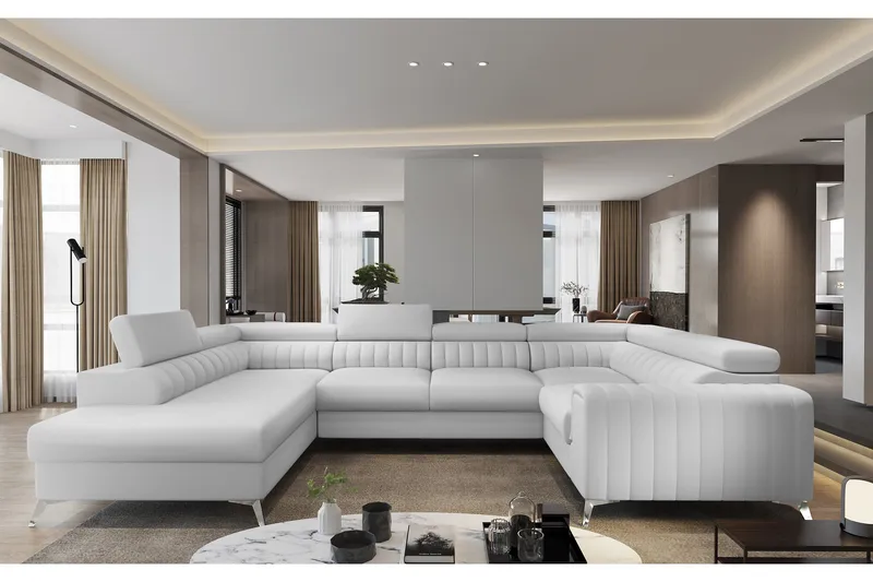 Kotori Hjørnesovesofa m. Sjeselong - Vit - Møbler - Sofaer - Sovesofaer - Hjørnesovesofa