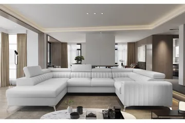 Kotori Hjørnesovesofa m. Sjeselong - Vit - Møbler - Sofaer - Sovesofaer - Hjørnesovesofa