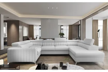 Kotori Hjørnesovesofa m. Sjeselong - Vit - Møbler - Sofaer - Sovesofaer - Hjørnesovesofa