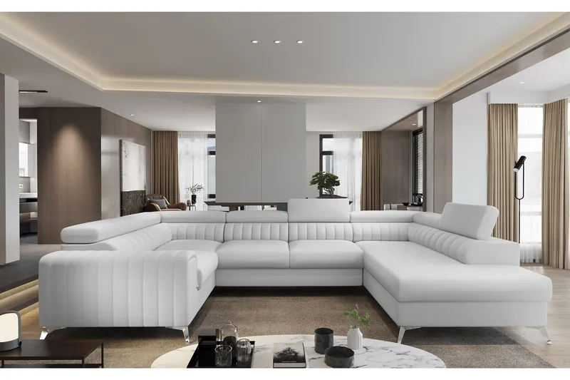 Kotori Hjørnesovesofa m. Sjeselong - Vit - Møbler - Sofaer - Sovesofaer - Hjørnesovesofa