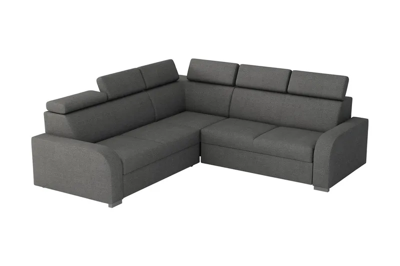 Lavona 4-seter L-formet Sovesofa 130x190 cm med Oppbevaring i Stoff, Grå