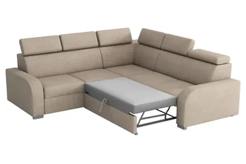 Lavona 4-seter L-formet Sovesofa 130x190 cm med Oppbevaring i Stoff - Grå - Møbler - Sofaer - Sovesofaer - Hjørnesovesofa