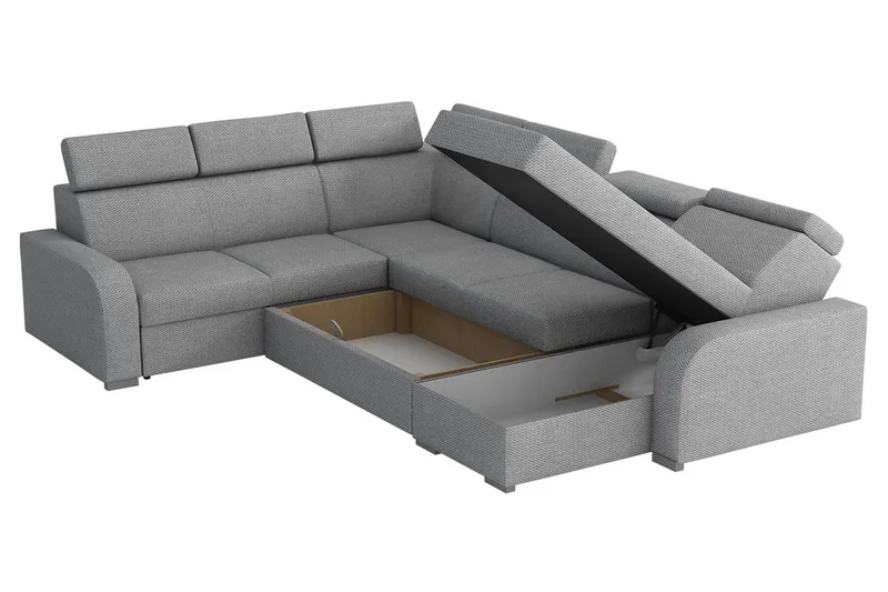 Lavona Bæddesofa hjørnesofa Large - Grå - Møbler - Sofaer - Sovesofaer - Hjørnesovesofa