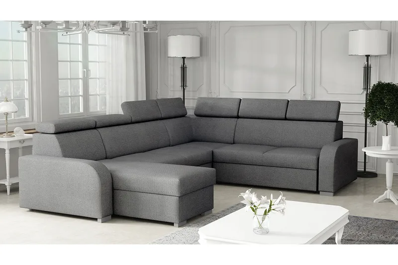 Lavona Bæddesofa hjørnesofa Large - Grå - Møbler - Sofaer - Sovesofaer - Hjørnesovesofa