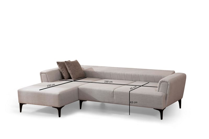 Lilesville Sovesofa med divan - Beige - Møbler - Sofaer - Sovesofaer - Hjørnesovesofa