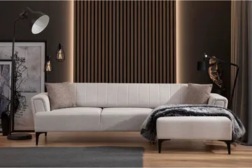 Lilesville Sovesofa med divan - Beige - Møbler - Sofaer - Sovesofaer - Hjørnesovesofa