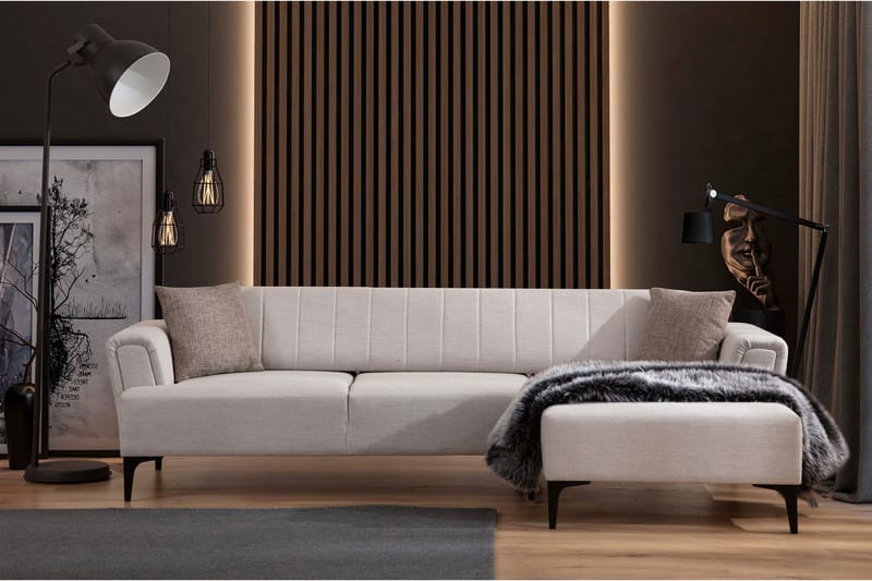 Lilesville Sovesofa med divan - Beige - Møbler - Sofaer - Sovesofaer - Hjørnesovesofa
