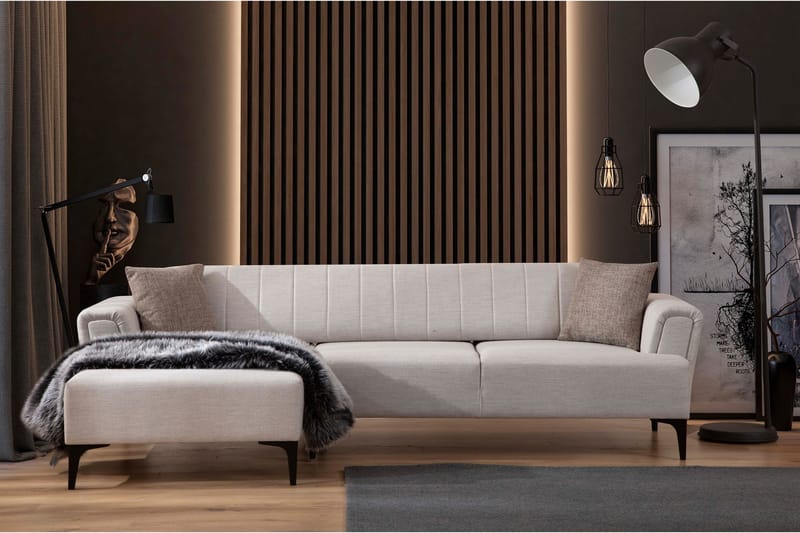 Lilesville Sovesofa med divan - Beige - Møbler - Sofaer - Sovesofaer - Hjørnesovesofa