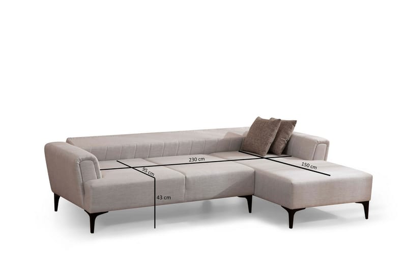 Lilesville Sovesofa med divan - Beige - Møbler - Sofaer - Sovesofaer - Hjørnesovesofa