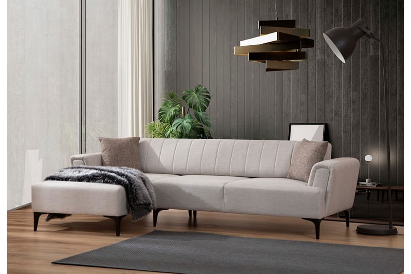 Lilesville Sovesofa med divan - Beige - Møbler - Sofaer - Sovesofaer - Hjørnesovesofa