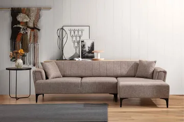 Lilesville Sovesofa med divan - Lysebrun - Møbler - Sofaer - Sovesofaer - Hjørnesovesofa