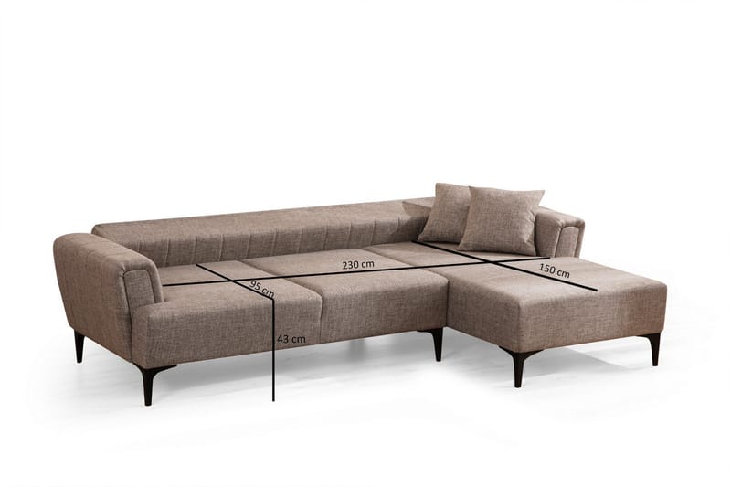 Lilesville Sovesofa med divan - Lysebrun - Møbler - Sofaer - Sovesofaer - Hjørnesovesofa