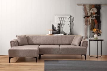 Lilesville Sovesofa med divan - Lysebrun - Møbler - Sofaer - Sovesofaer - Hjørnesovesofa
